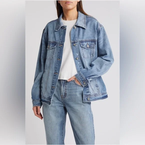 NWT Hidden jeans distressed oversized denim jacket size small - Picture 3 of 9